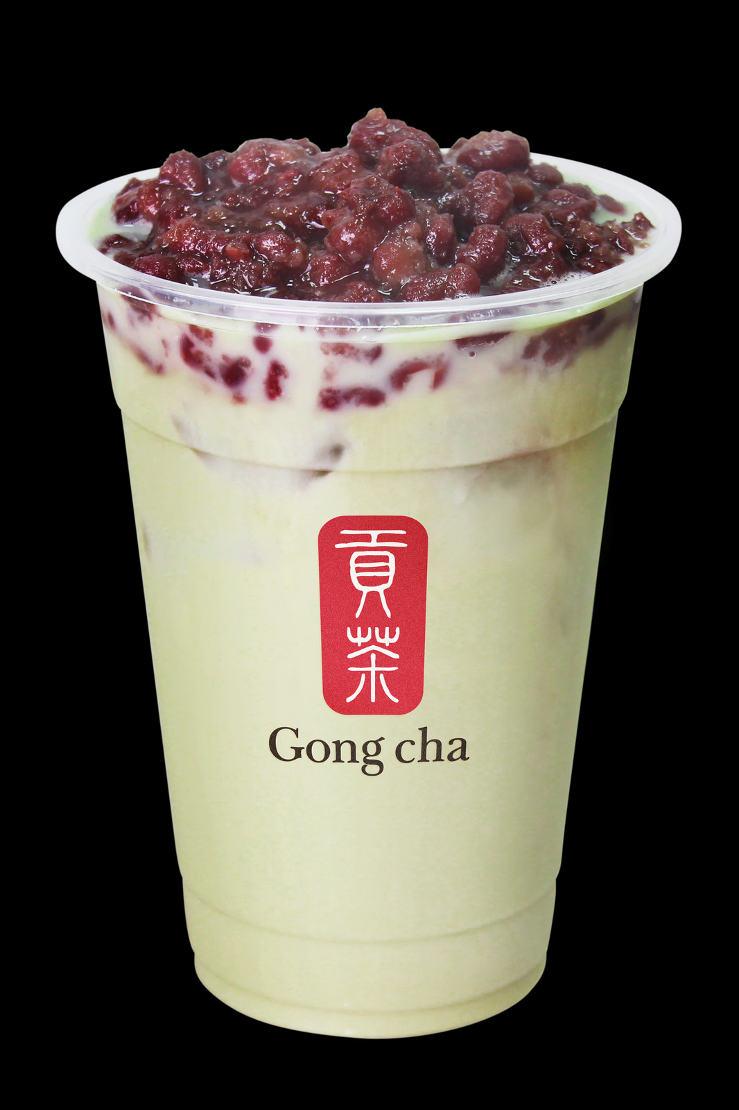 Matcha Milk Tea with Red Bean