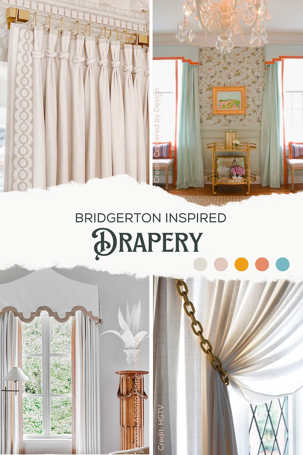 dramatic drapery and window treatments; damask; brocade; jewel-toned colors; Floor-length curtains; tiebacks; tassels