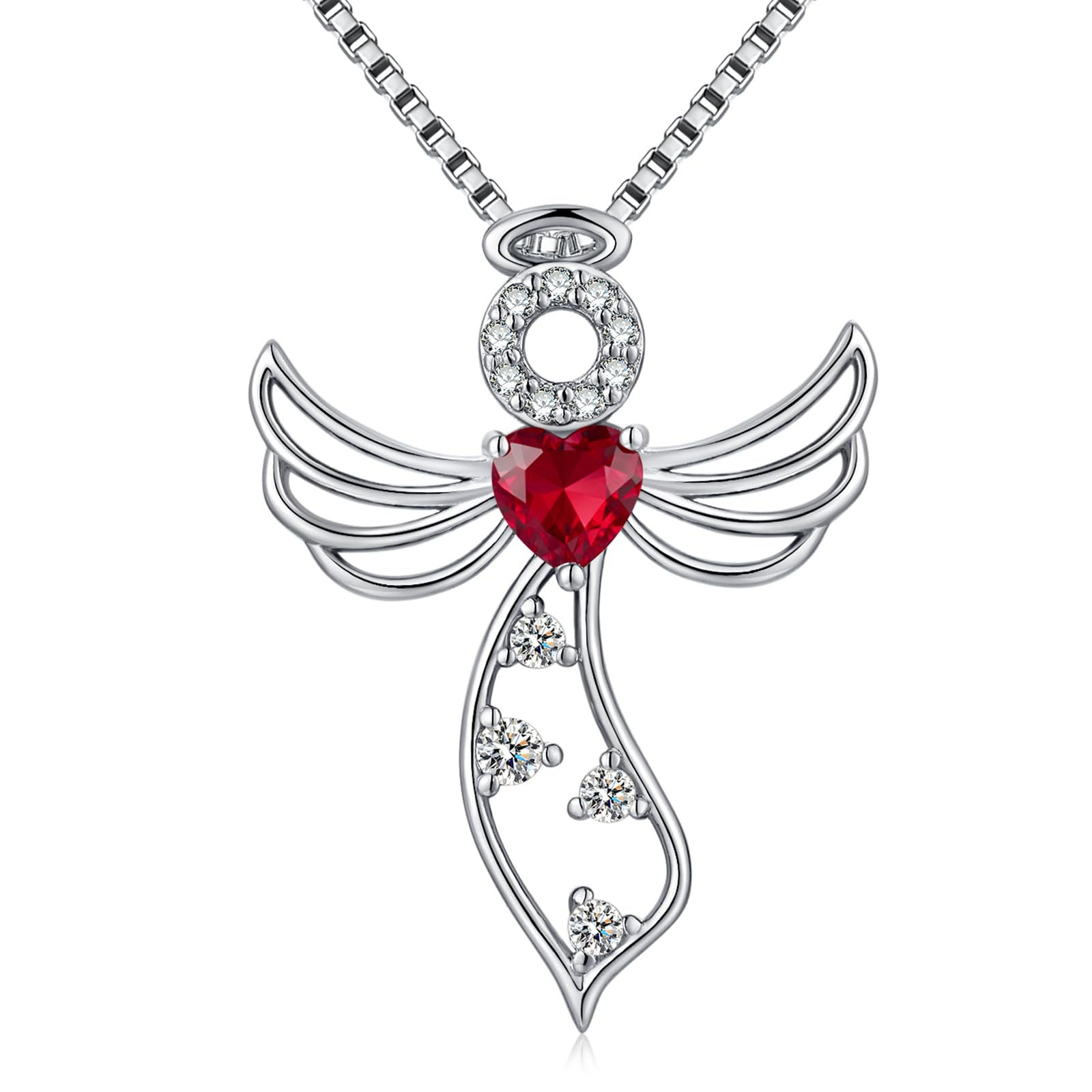ZDaoBen Guardian Angel Pendant Necklace for Women - July Birthstone Necklace ...