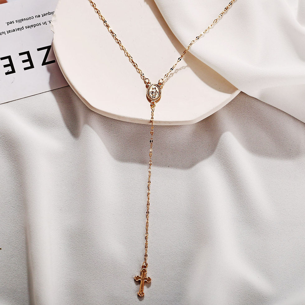 Thumbnail: 2024 New Fashion Vintage Christian Cross Bohemia Religious Rosary Pendant Neckla