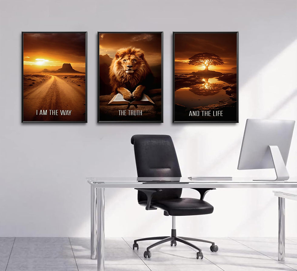 Thumbnail: 3pcs Jewish Lion Wall Art Inspirational Christian Scripture Posters Prints Wa...
