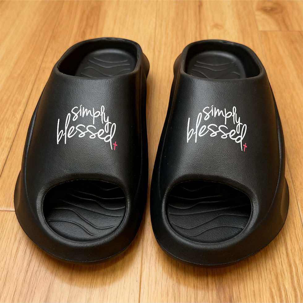 Thumbnail: Women'S Graphic EVA Slides Featuring The Phrase 'Simply Blessed', Designed with 