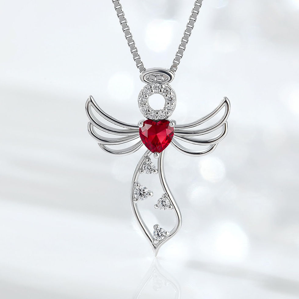 Thumbnail: ZDaoBen Guardian Angel Pendant Necklace for Women - July Birthstone Necklace ...