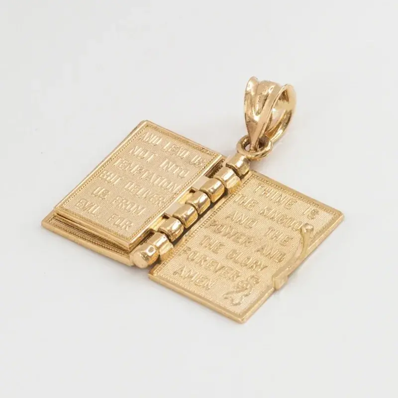 Thumbnail: Religion Women Necklace Gold Color Openable Holy Bible Book Pendant Necklaces Ch