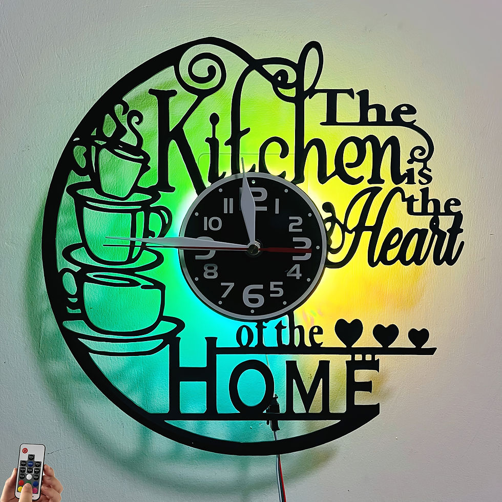 Thumbnail: Vinyl Wall Clock with Heart of Home Design - Retro Kitchen Decoration Featuring 