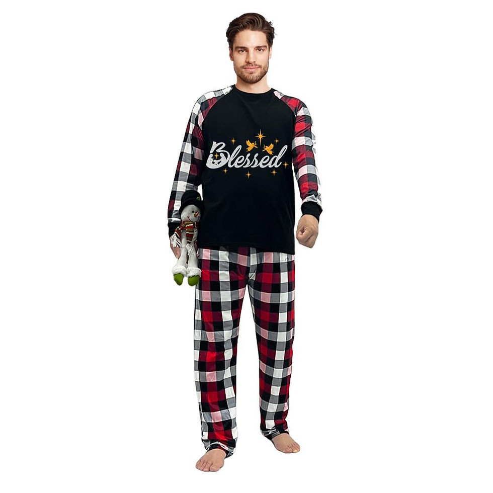 Thumbnail: icusromiz Jesus Bible Blessed Merry Christmas Matching Pajamas Set(4XL,Dad)