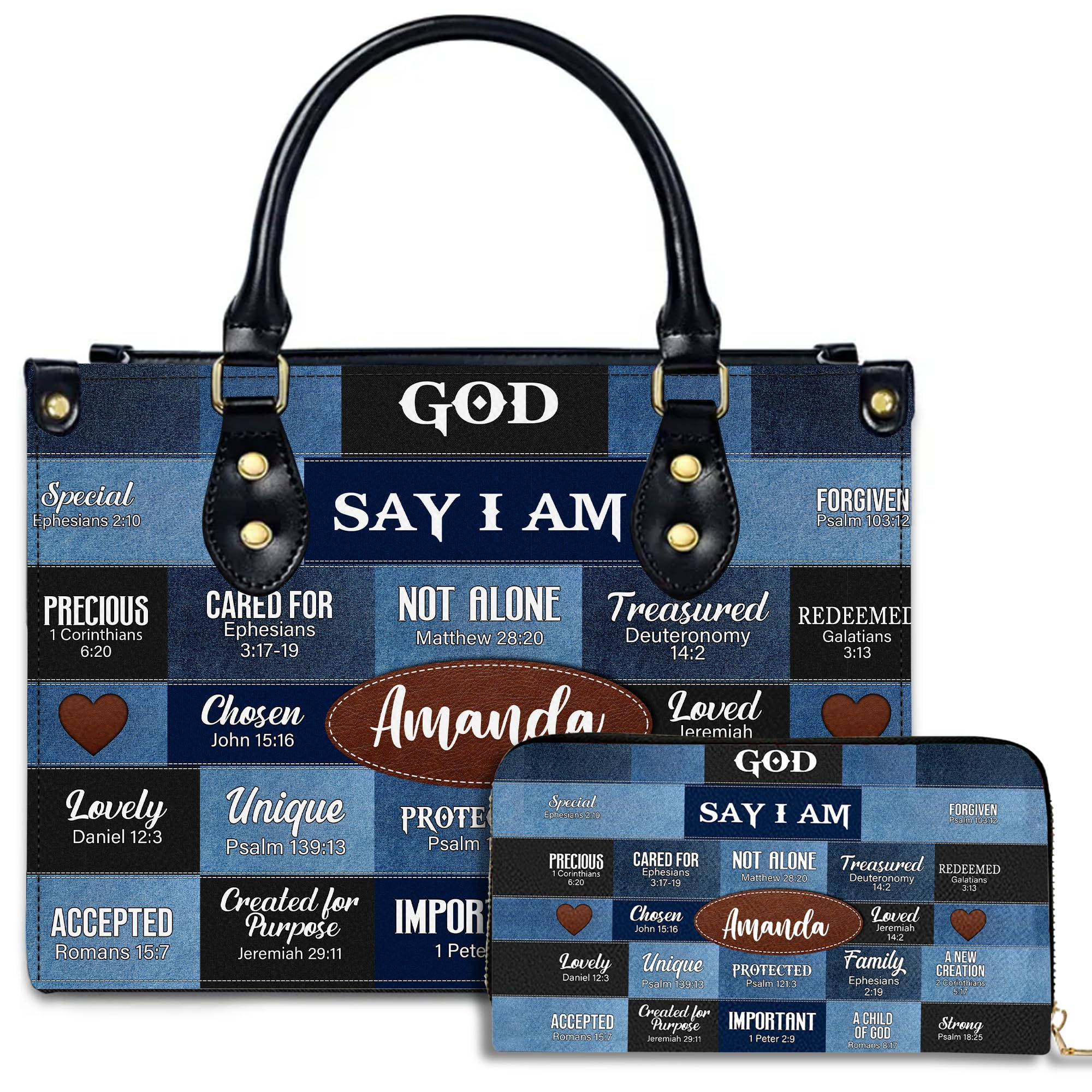 NAREDA Personalized Christian Leather Handbag For Women, Bible Purse, Religio...