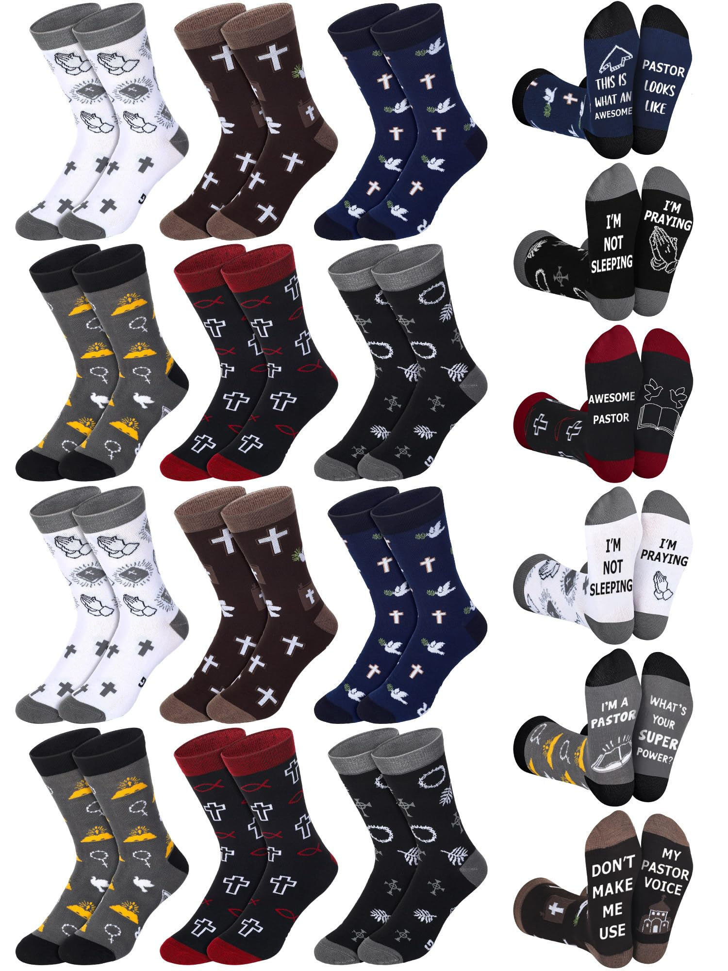 Breathffy 12 Pairs Funny Pastor Socks Gifts Bulk Christmas Pastor Christian R...