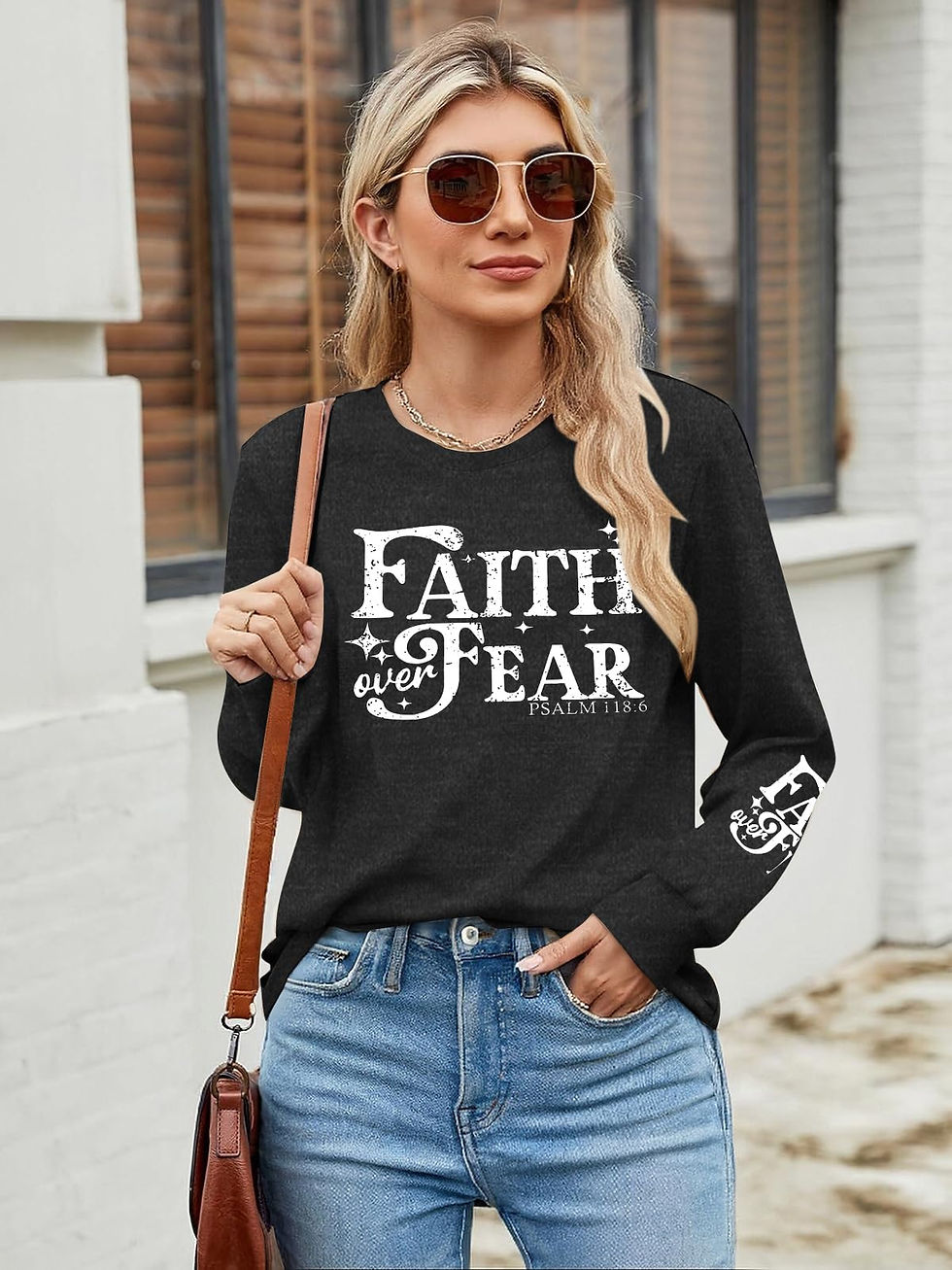 Thumbnail: Long Sleeve Shirts for Women - Womens Christian Graphic Tees Religious Saying...