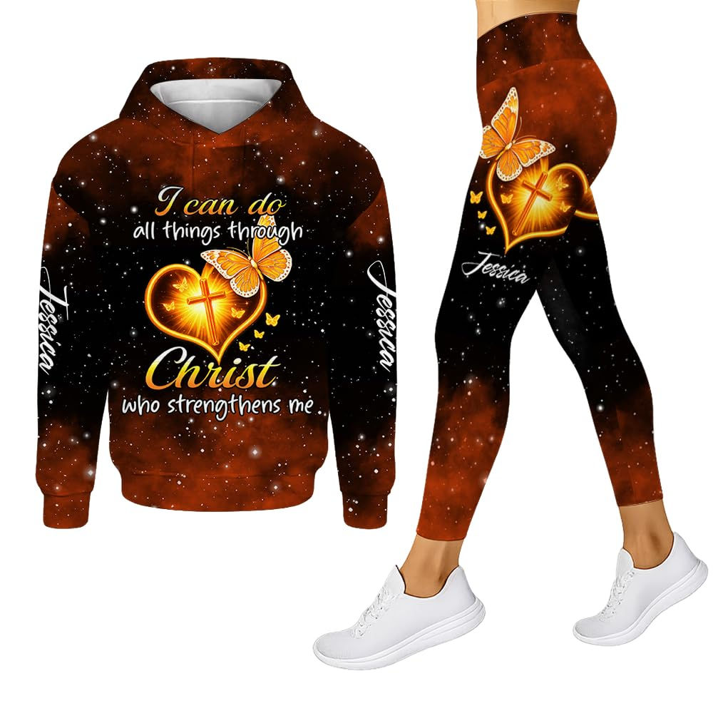 TeeHakie Personalized Christian Hoodie & Leggings Set – Custom Name Faith Cro...