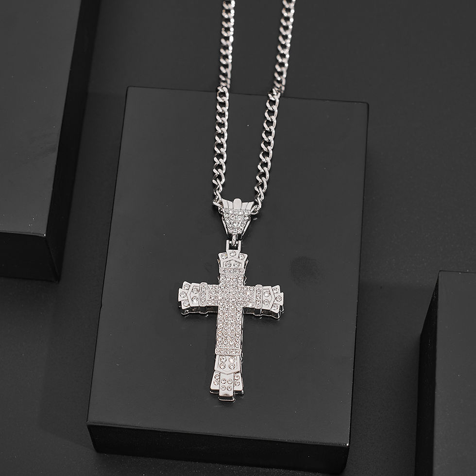 Thumbnail: 1 Simple Style MEN'S Rhinestone Christian Cross Rhinestone Pendant Necklace Pers