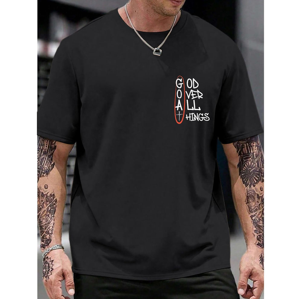 Thumbnail: Lytiarul Christian God Over All Things Shirt for Men Jesus Religious Shirts F...