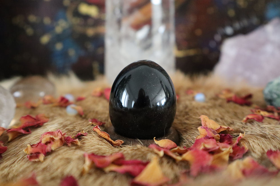 Miniature : Oeuf de Yoni en Obsidienne noire