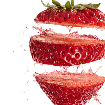 Strawberry sliced. Juice, White background, Fresh, Red, Healthy 