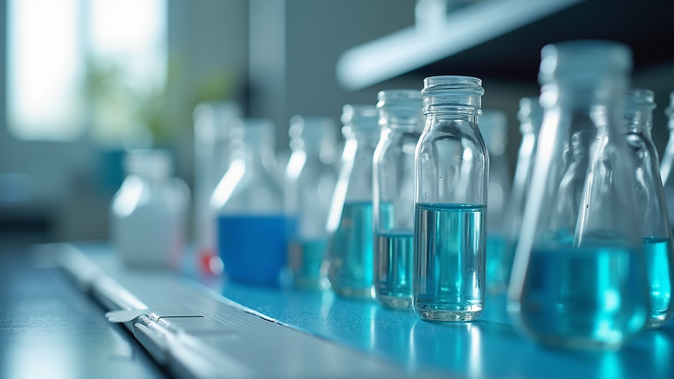Eye-level view of a clinical research laboratory with test tubes