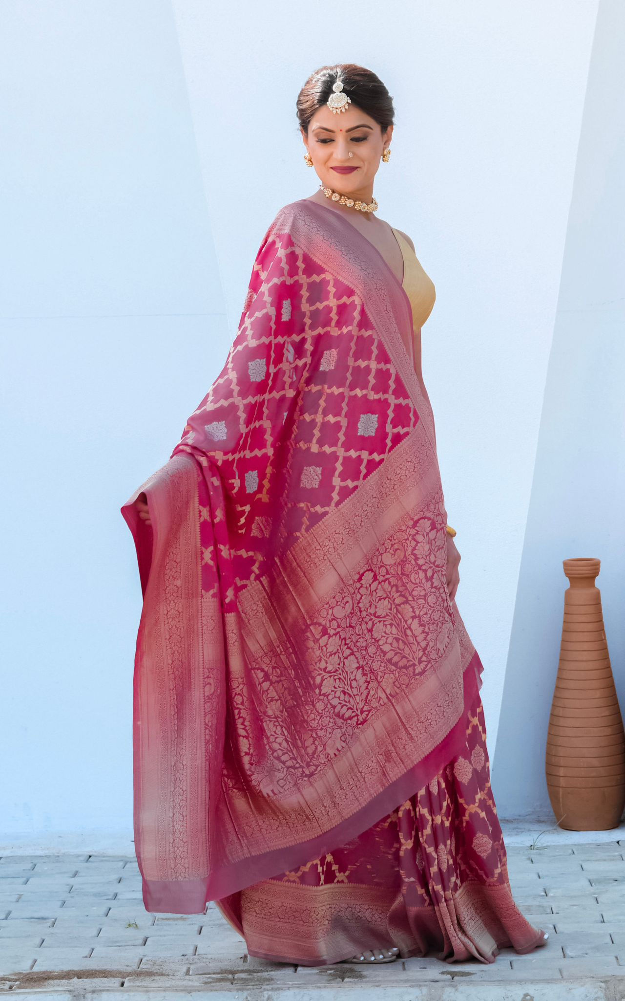 ROYAL PINK SAREE ITEM 157