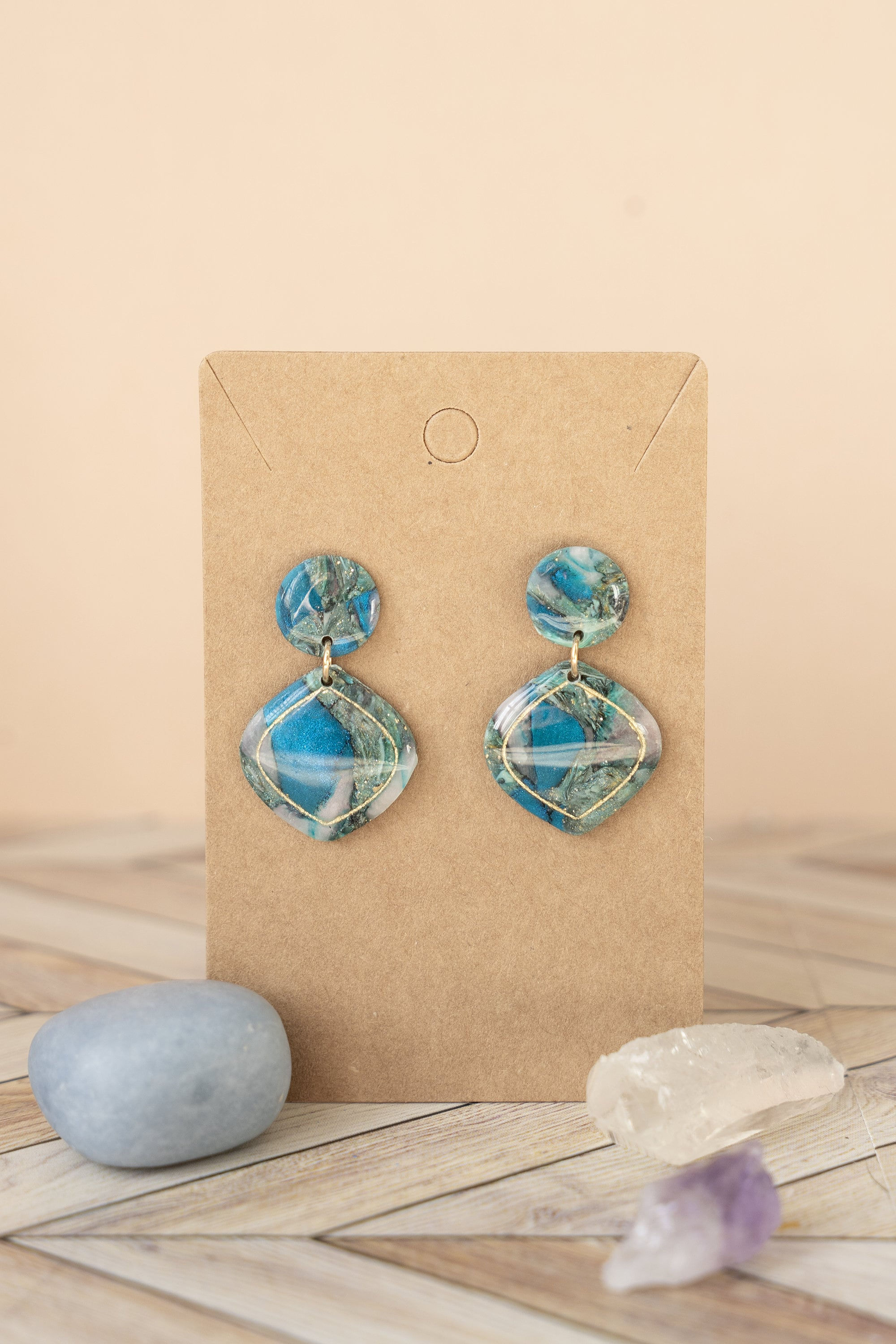 Ocean Vibes No 2 Dangle Polymer Clay Earrings