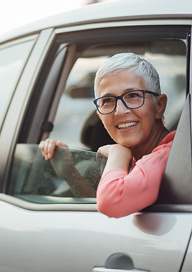 Happy passenger in car