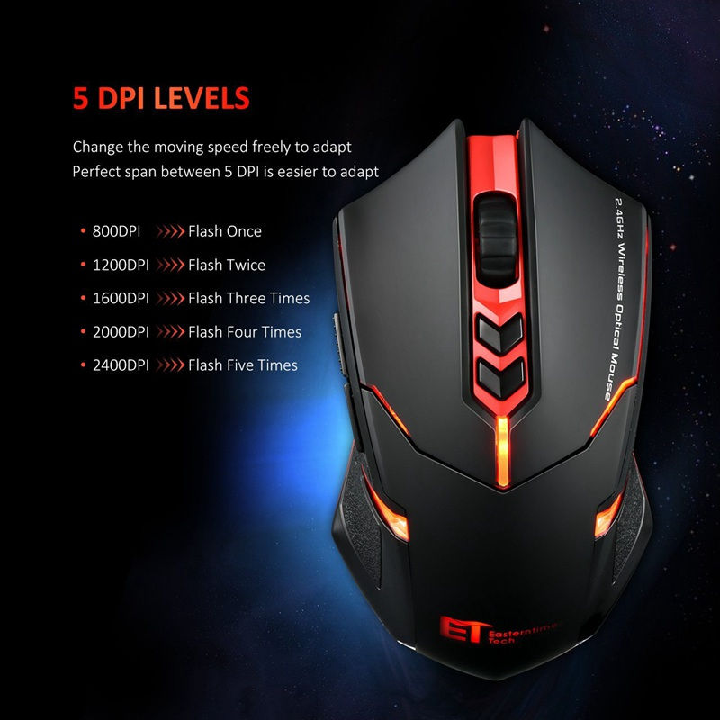 Miniatura: ET Wireless Mouse X-08, 2.4G Silent RGB 7 Keys