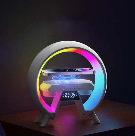 Miniatura: Colorful Bedside Wireless Charger with Clock Light
