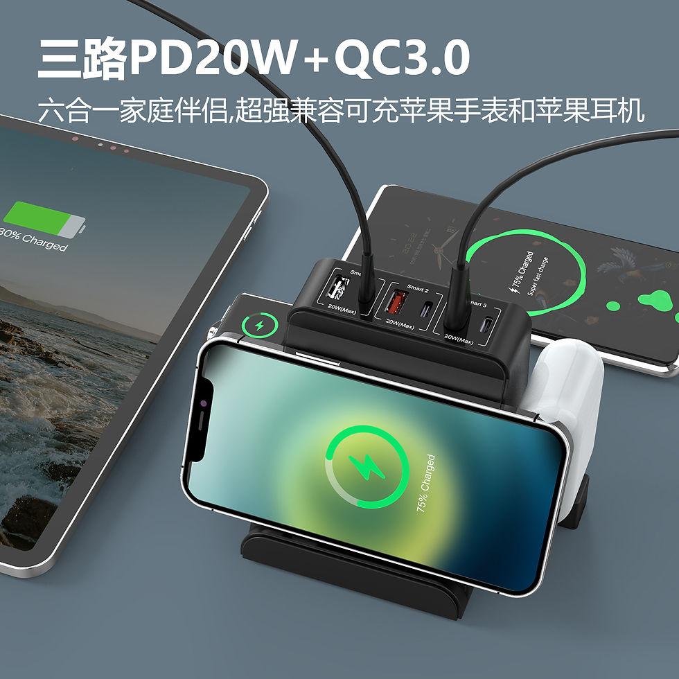 Thumbnail: 6-in-1 Multi-USB Charger with 15W Wireless Fast Charge