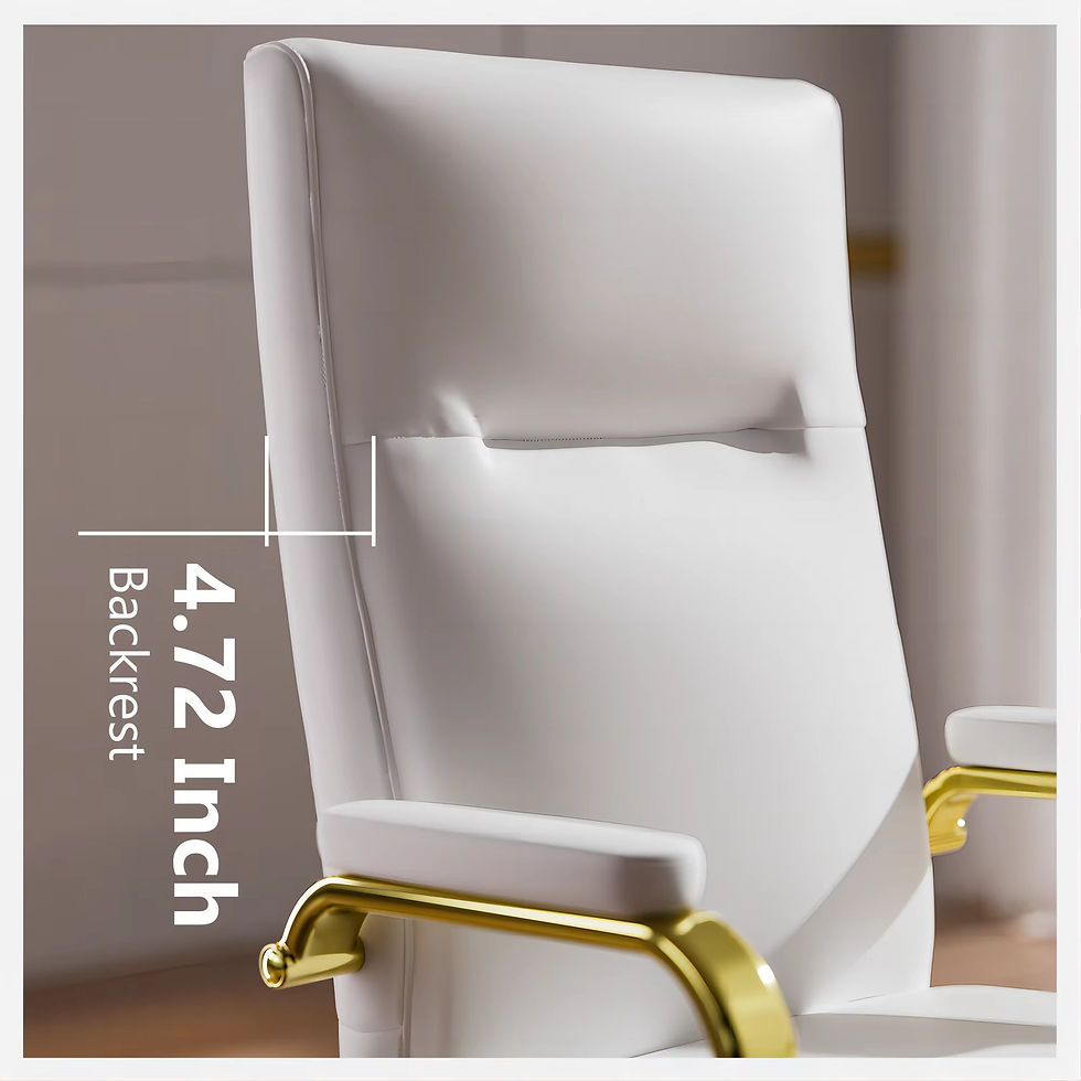 Miniatura: Executive Office Chair For Women And Adults White Leather High Back With Gold Ar