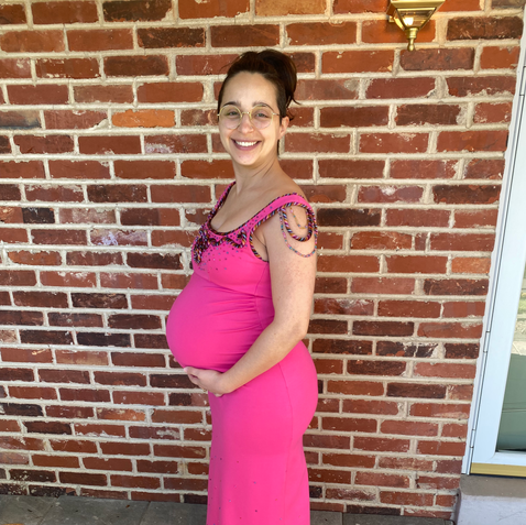 custom maternity gown, pregnant dress, pregnant fashion, maternity fashion, custom maternity fashion, pink maxi dress, hand embroidered gown, hand beaded gown