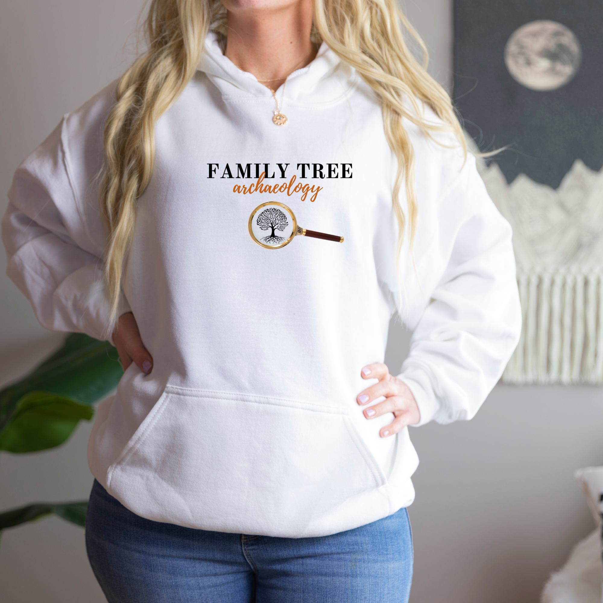 Family Tree Archaeology, Genealogy, Hoodie, Logo Hoodie, Genealogy Company, Warm