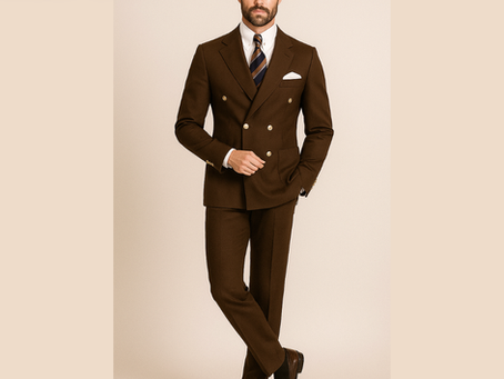 Refined Charm: The Power of a Brown Double-Breasted Suit from MD’s