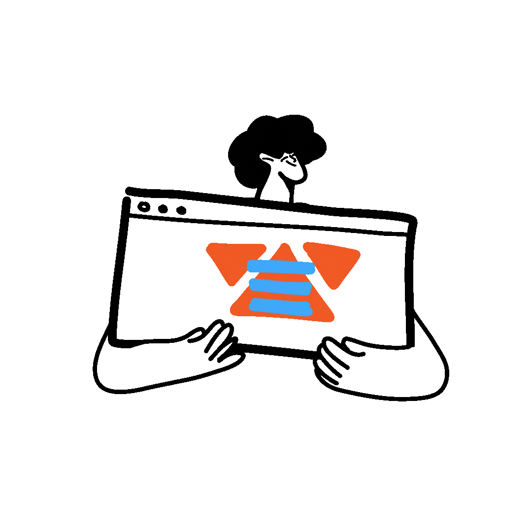 animiert.gifPerson hält eine animierte Website mit vielen bewegten Elementen, symbolisch für verspielte, zugleich seriöse Web