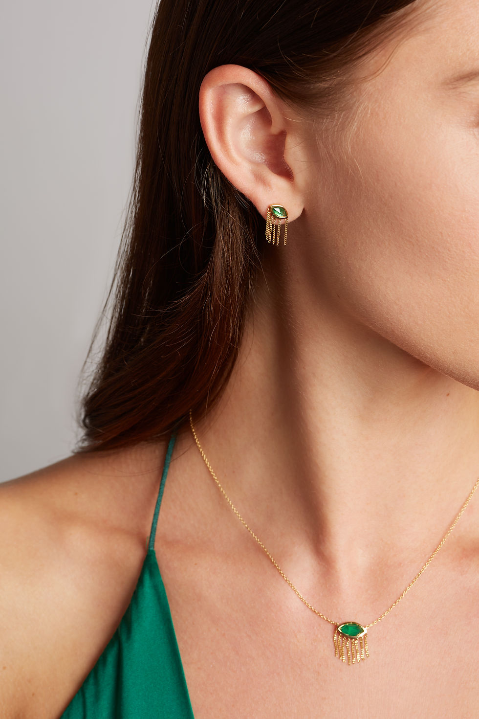 Thumbnail: Heaven and Earth Marquis Emerald Earrings