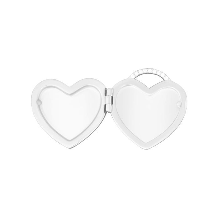 Miniaturbild: Herzmedaillon Kettenanhänger Silber 925 gravierbar mit Zirkonia aufgeklappt