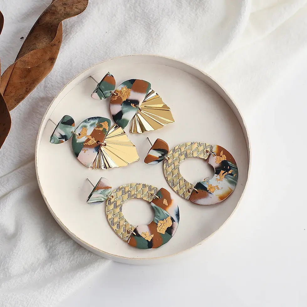 Thumbnail: Clay Drop Earrings for Women Fashion Abstract Pattern