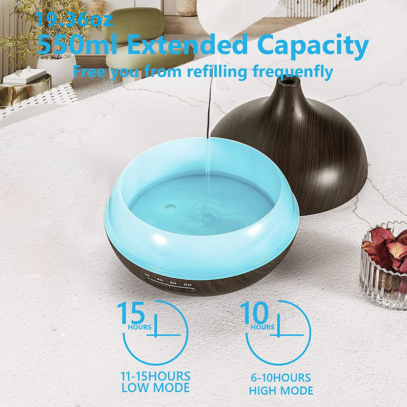 Thumbnail: 550ml Wood Color USB Aroma Diffuser, Essential Oil Diffuser with 7 Color LED Lig