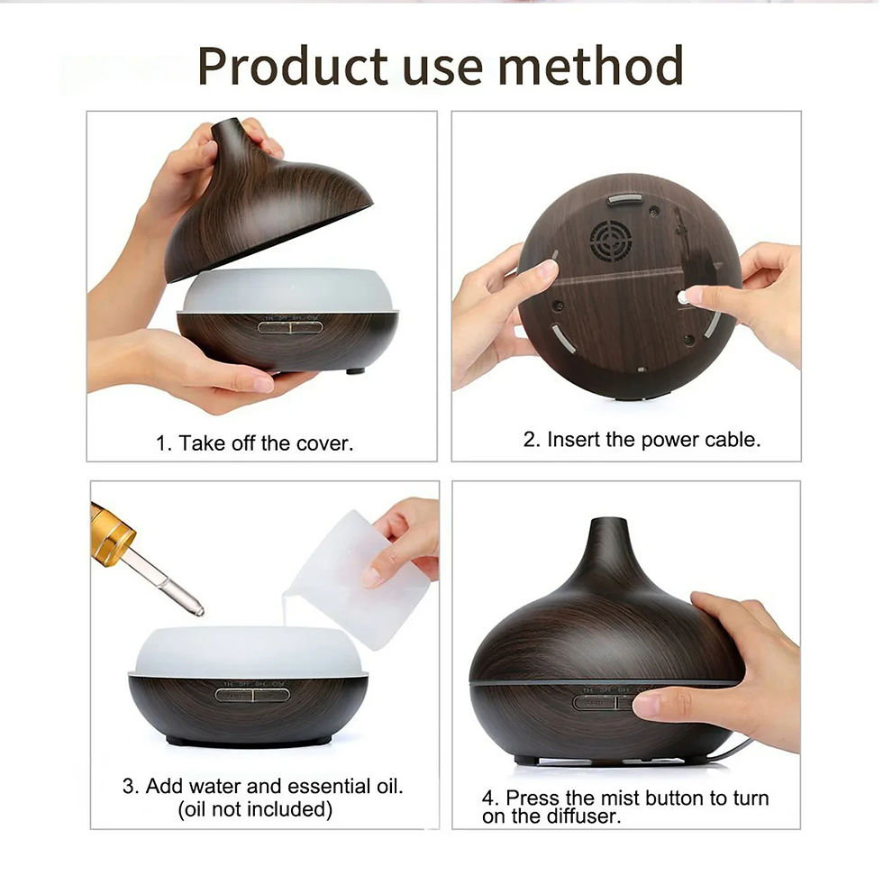 Thumbnail: Air Humidifier Aromatherapy Essential Oil Diffuser Wood Grain 500ml Ultrasonic R