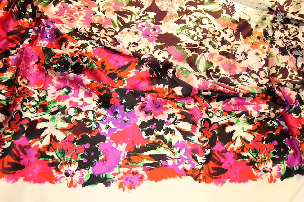 Thumbnail: Ungaro witte zijde met bloemen - €88,5/m