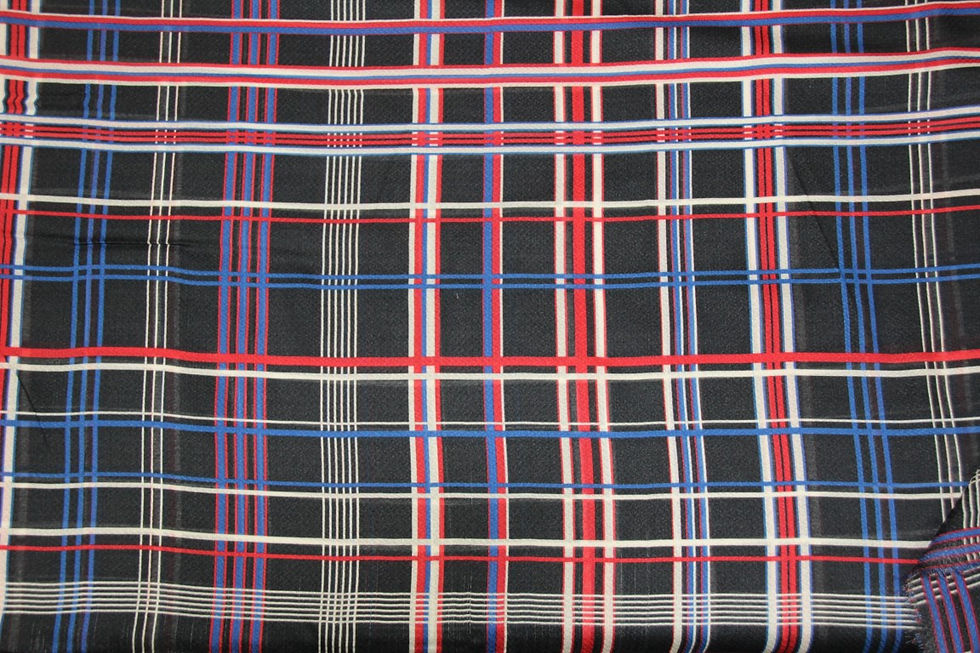 Thumbnail: Fijne zwarte viscose met ruiten - €37,5/m