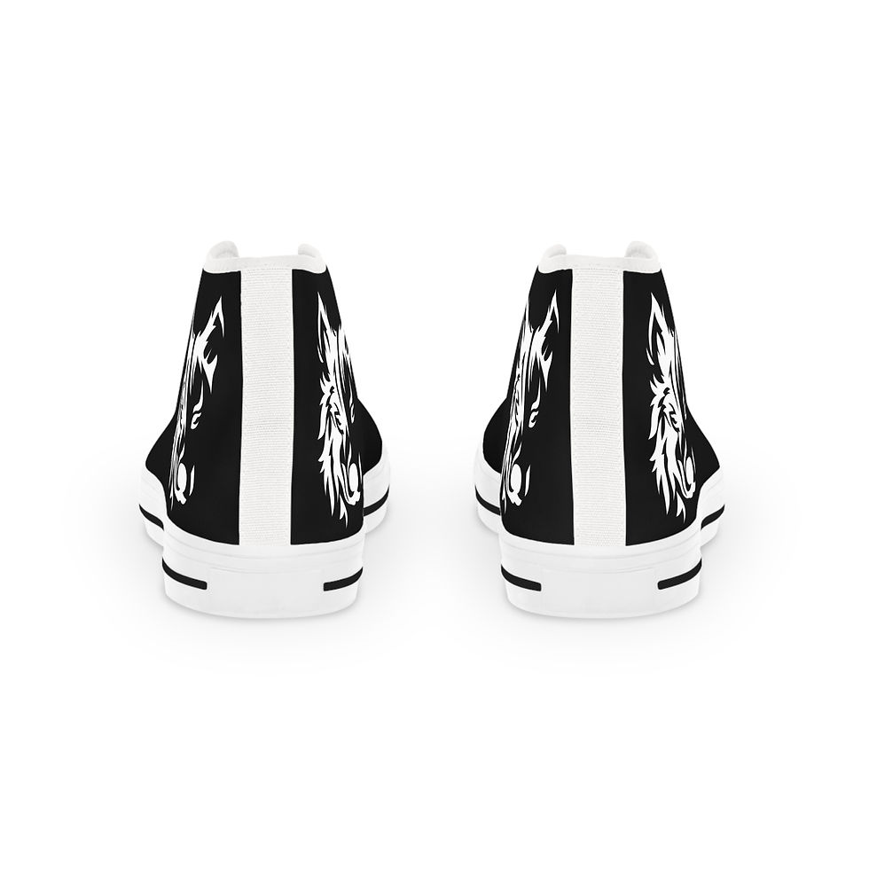 Thumbnail: Sabre Wolf  High-Top Sneakers — Men's Black Graphic Canvas Shoes