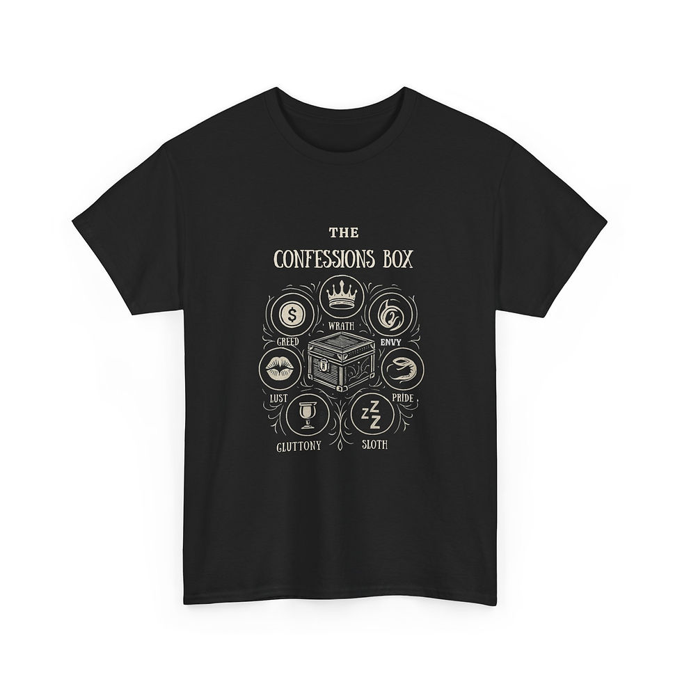 Thumbnail: Confessions Box Unisex Heavy Cotton Tee | Vintage Style T-Shirt, 