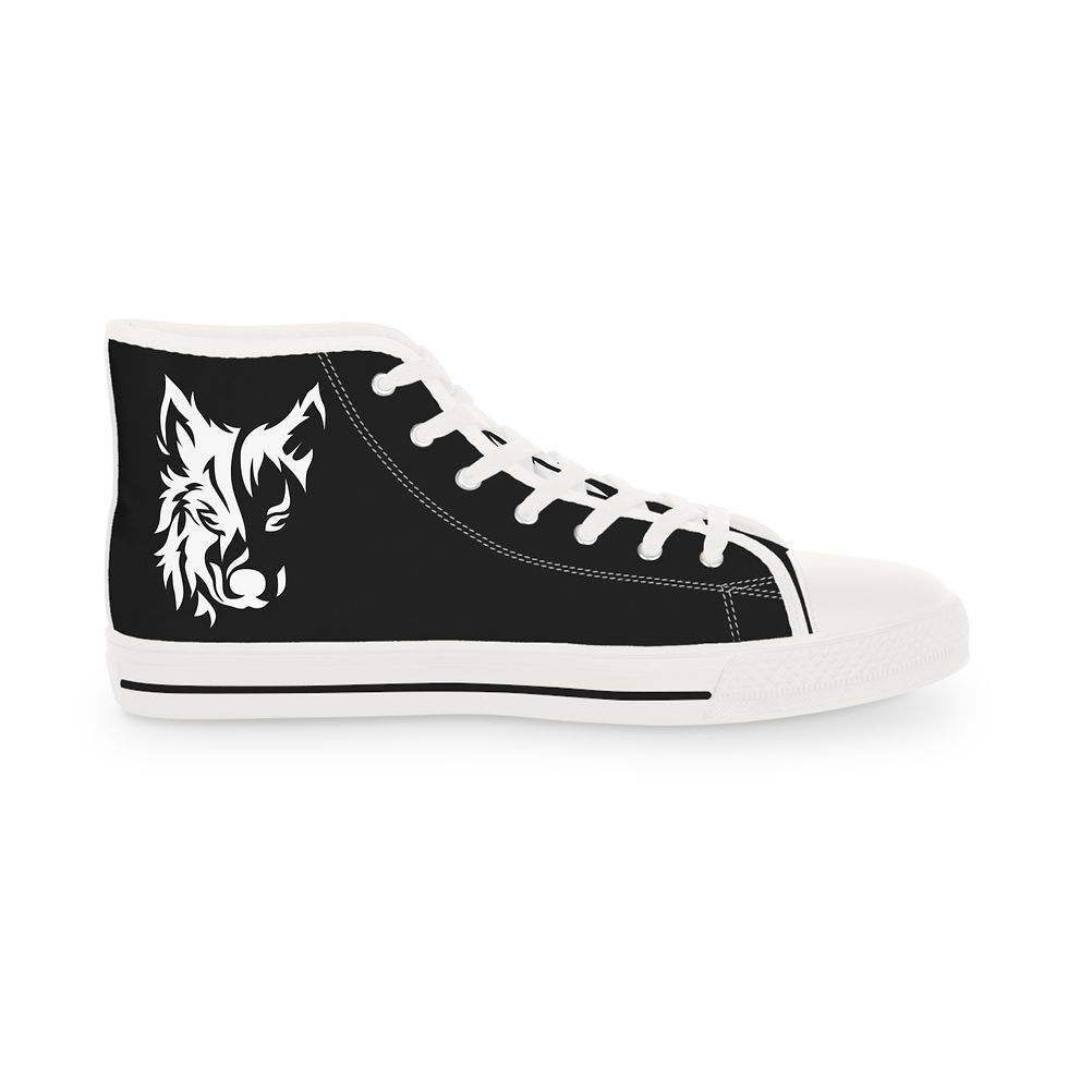 Thumbnail: Sabre Wolf  High-Top Sneakers — Men's Black Graphic Canvas Shoes