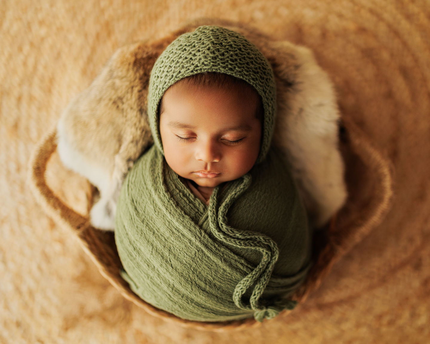 Timeless newborn photograph styled with vintage textures by Bengaluru’s Aagam Photography