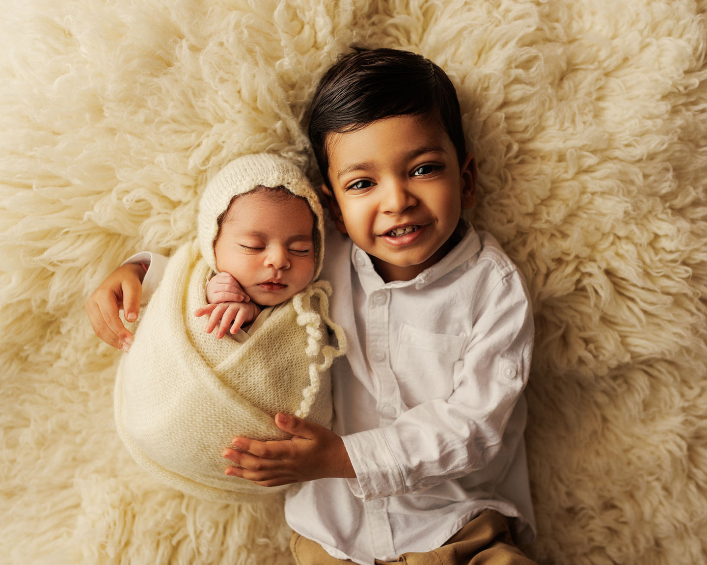 Styled newborn session in studio environment by fine art photographer Aagam Photography, Bengaluru