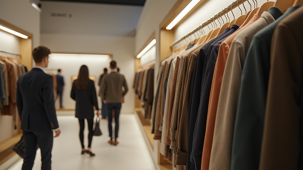 Wide angle view of stylish clothing displayed in a fashion app