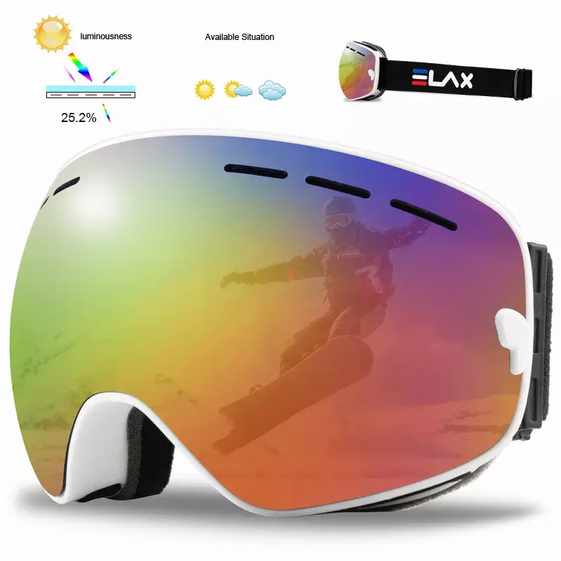 Thumbnail: ELAX BRAND NEW Double Layers Anti-Fog Ski Goggles