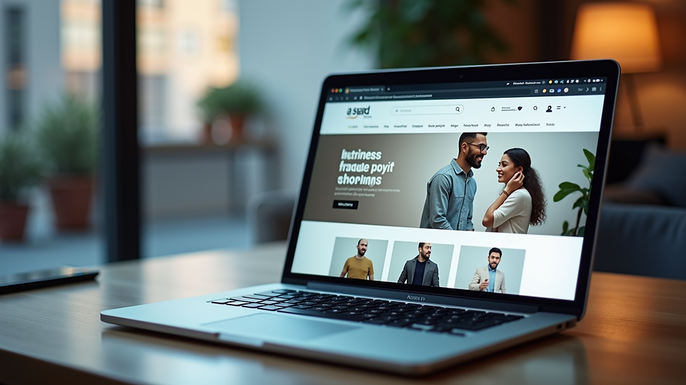 Eye-level view of a laptop screen displaying an online shopping website