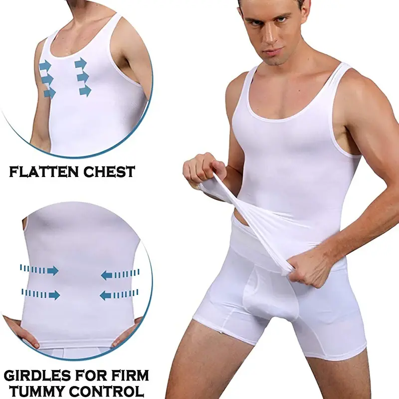 Thumbnail: Mens Compression Shirts Slimming Body Shaper Vest Workout Tank top