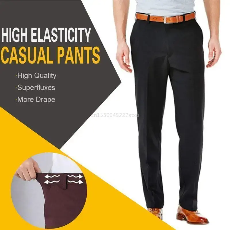 Thumbnail: High Stretch Men's Classic Pants Spring Summer Casual Pants