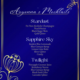 Mocktail menu sweet 16