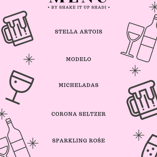 pink wedding beer and wine