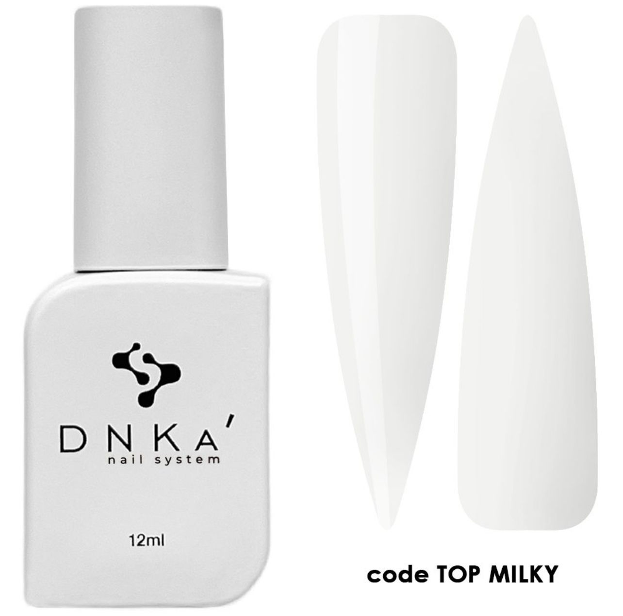 DNKa Milky Top, professional nail top coat with a soft milky finish for long-lasting manicure